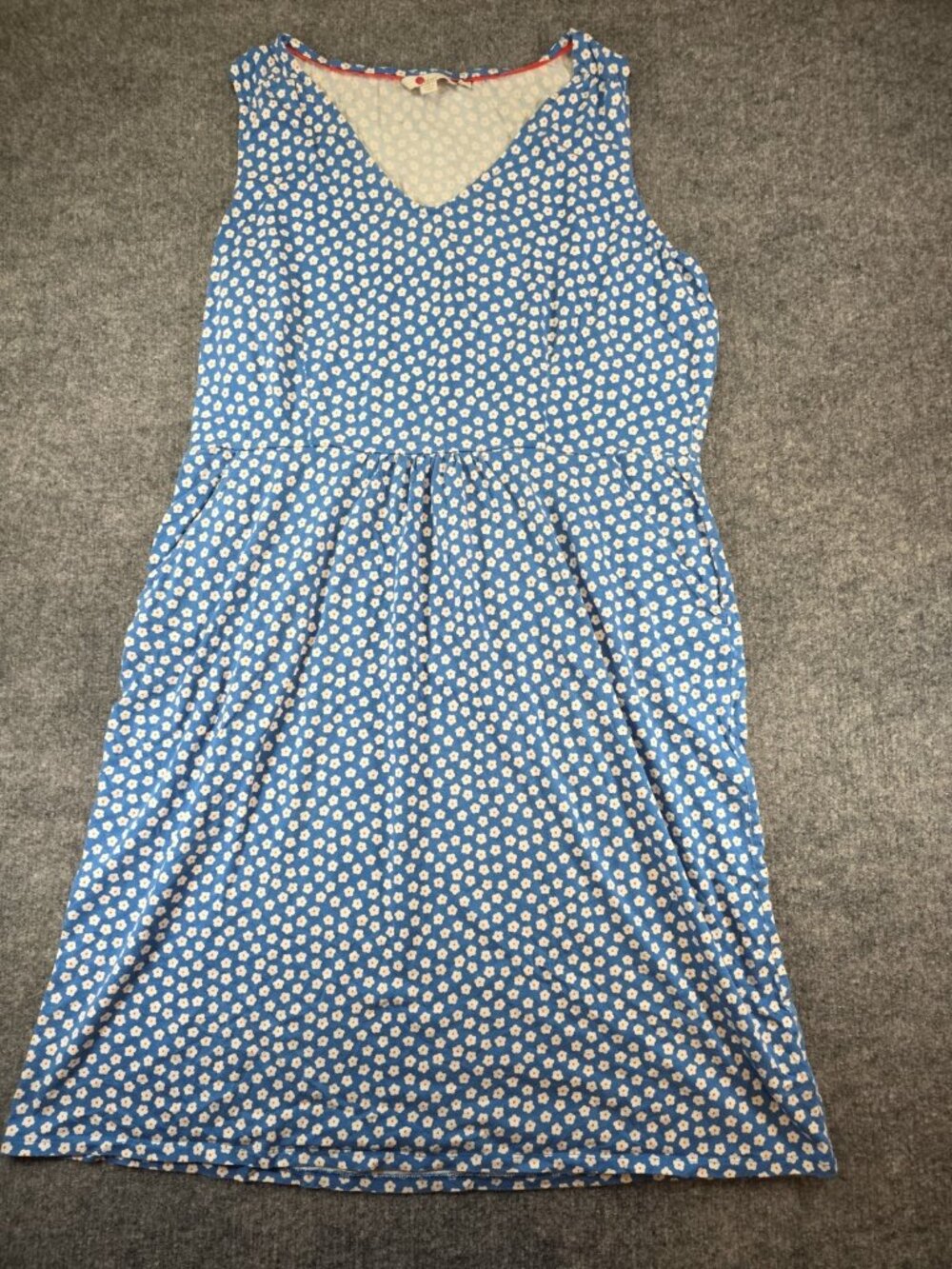 Boden Blue White Floral 100% Cotton Jersey Midi Maxi Dress Size 18 L Tall Pocket